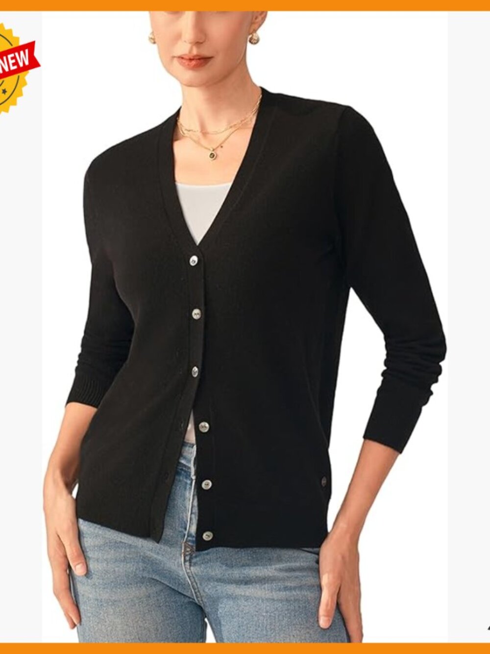 100% Pure Cashmere Cardigan Sweater Machine Washable V Neck